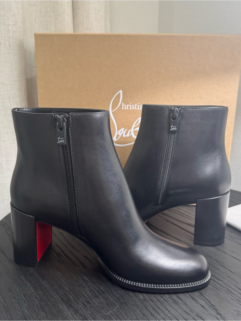 Christian Louboutin Adoxa 70 Leather Booties Black 37 - Picture 5 of 10